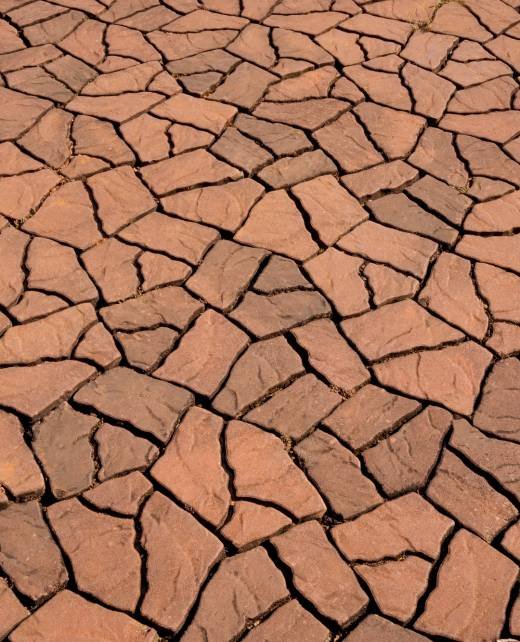 High angle view of vintage brown stone cladding pavement floor